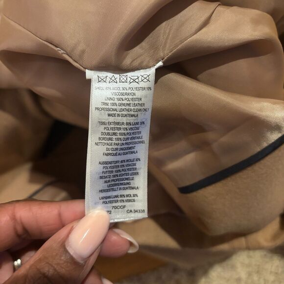 French Connection Coat Womens 2 Brown Wool Blend Lined Adjustable Buckle Front - Picture 8 of 8